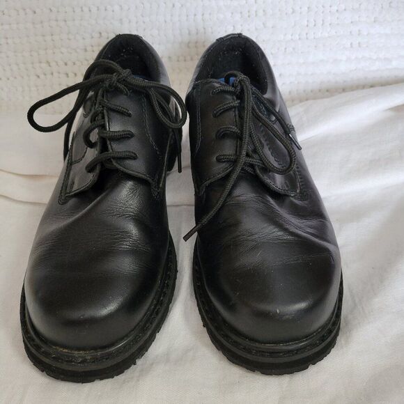 Dr. Scholl's Leather Sz 8 1/2 W Work Shoes Men's Paul Black Slip & Oil Resistant - Picture 1 of 15